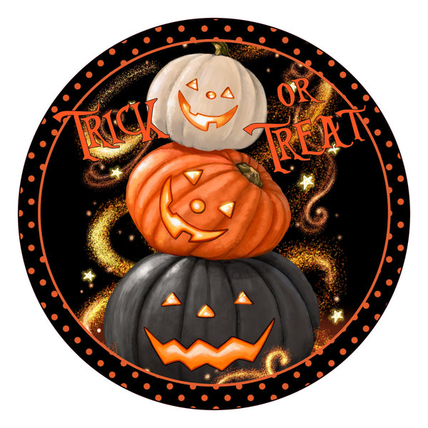 Trick or Treat Stacking Pumpkins Hallowen Sign, Wreath Supplies, Wreath Attachment, Door Hanger, Wreath Sign