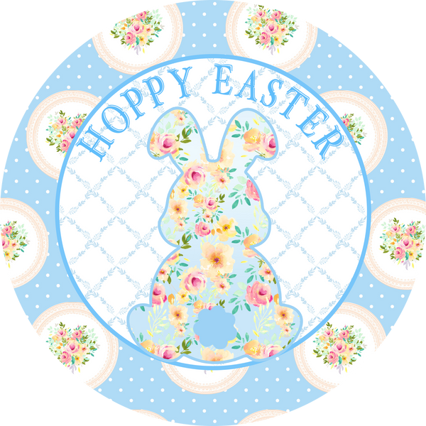 Hoppy Easter Bunny Spring Sign, Door Hanger, Wreath Sign, Tray Decor, Easter decor