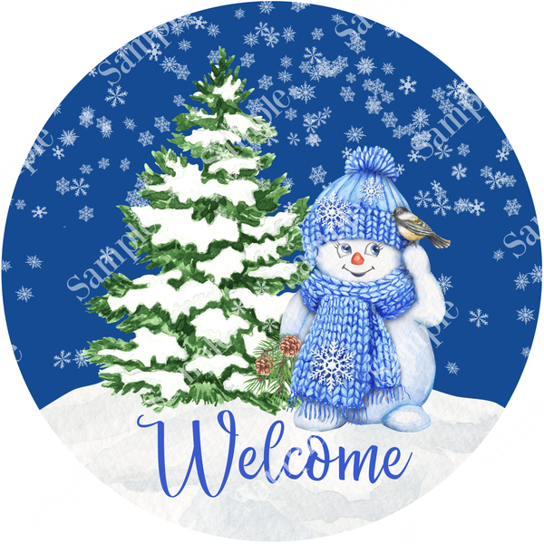 Welcome Snowman Wreath Sign, Christmas Decor, Door Hanger, Wreath Sign