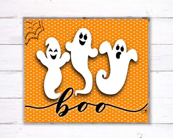 Boo Ghosts Halloween Sign, Wreath Sign Attachment, Halloween Sign, Ghost Sign
