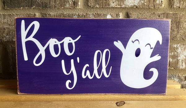 Boo Y'all Halloween Ghost Sign Purple, Wreath Sign Attachment, Halloween Sign