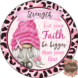 Faith Breast Cancer Awareness Gnome Girl Sign, Wreath Supplies, Wreath Attachment, Door Hanger, Wreath Sign