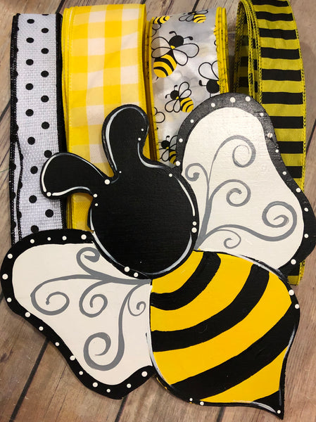 Bumble Bee Sign and Ribbon Kit, Wreath Kit, Wreath Supplies