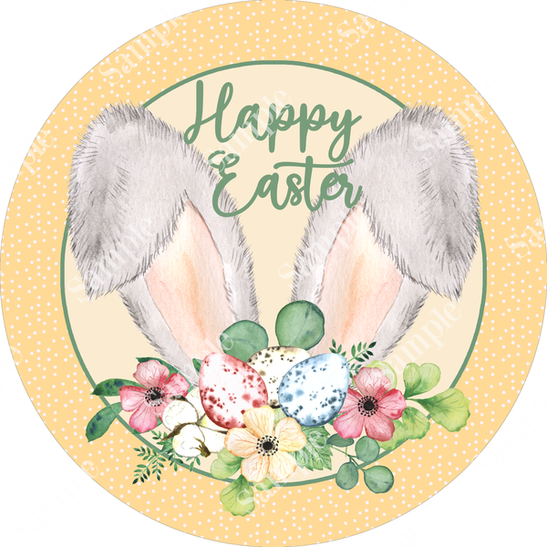 Happy Easter Bunny Ears Spring Sign, Spring Sign, Door Hanger, Wreath Sign