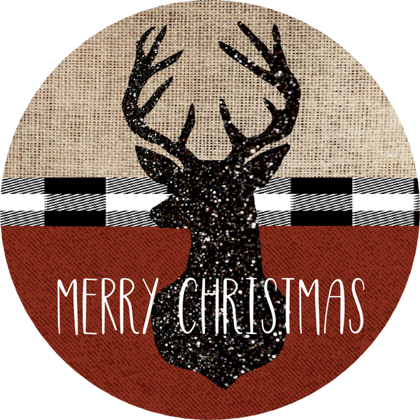 Merry Christmas Deer Winter Sign, Wreath Supplies, Wreath Attachment, Door Hanger, Wreath Sign