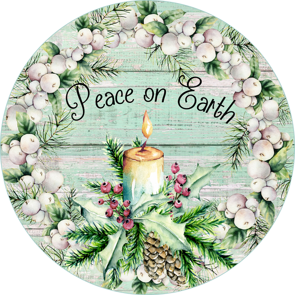 Peace on Earth Candle Christmas Sign, Christmas Decor, Door Hanger, Wreath Sign