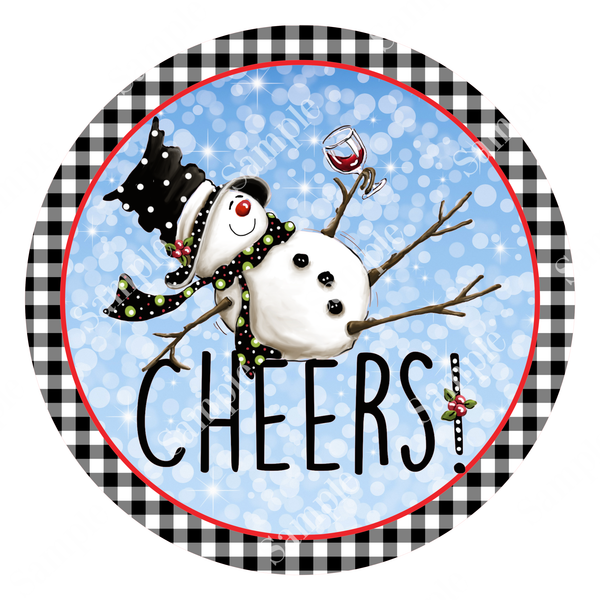 Cheers Christmas Snowman Sign, Christmas Decor, Door Hanger, Wreath Sign