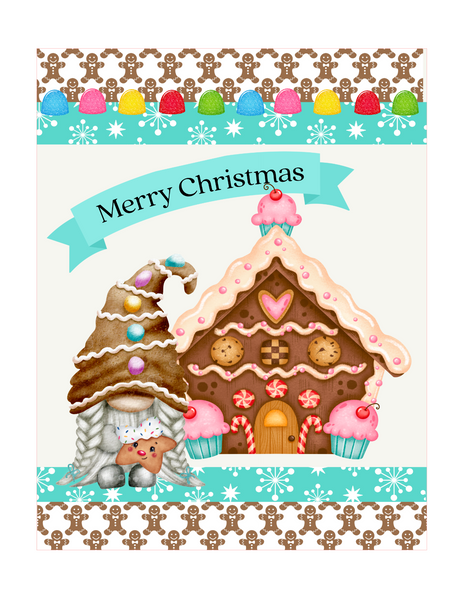 Christmas Gingerbread Gnome House Sign, Christmas Decor, Wreath Sign, Wreath Supplies