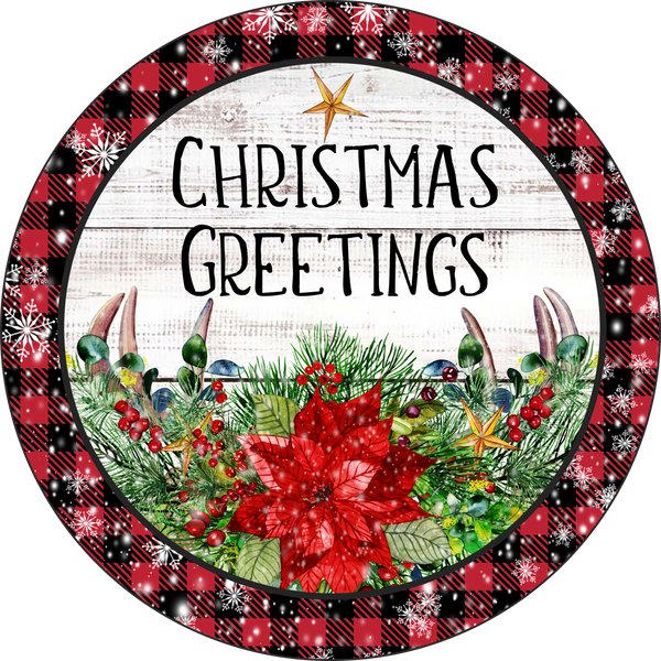 Christmas Greetings Antlers Wreath Sign, Christmas Decor, Door Hanger, Wreath Sign