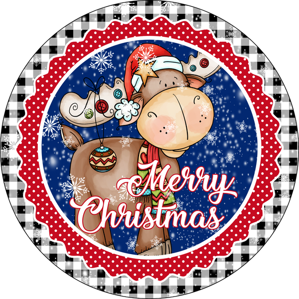 Merry Christmas Moose Sign, Wreath Supplies, Wreath Attachment, Door Hanger, Wreath Sign