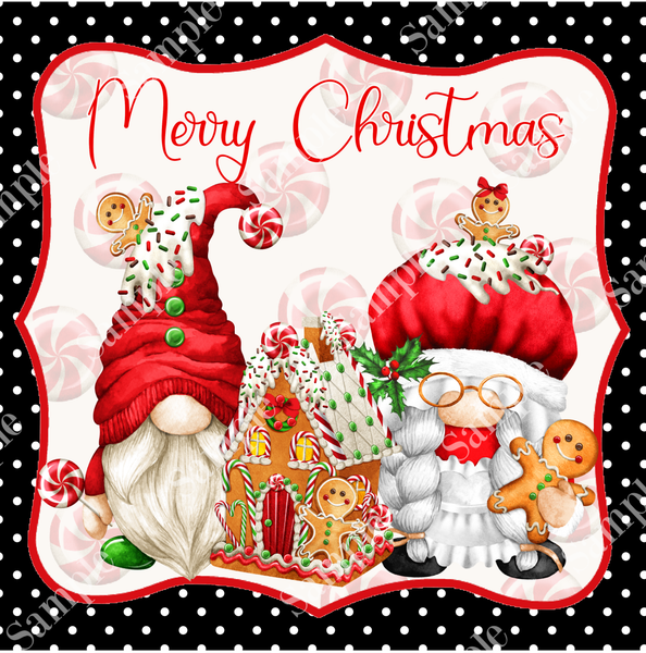 Mr. & Mrs. Gingerbread Gnome Christmas Sign, Wreath Supplies, Wreath Attachment, Door Hanger, Wreath Sign