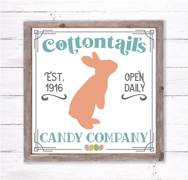Cottontails Candy Co Easter Bunny Sign | Wreath Sign Attachment | Farmhouse Spring Truc kSign