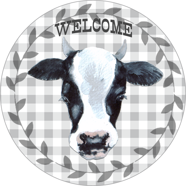 Rustic Welcome Cow Sign, Farmhouse Sign, Door Hanger, Wreath Sign