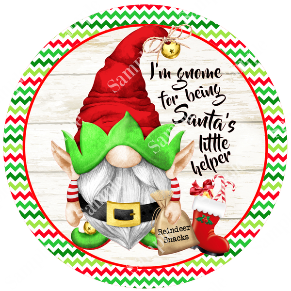 ELF Gnome Christmas Sign, Wreath Supplies, Wreath Attachment, Door Hanger, Wreath Sign