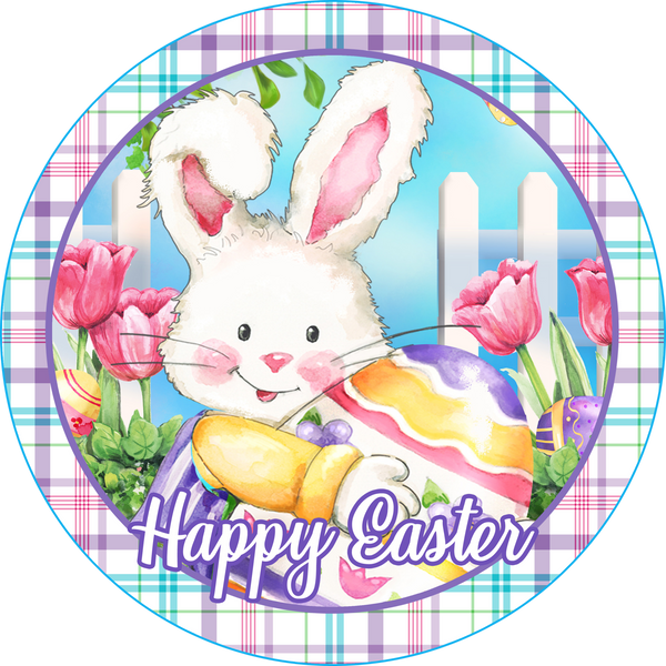 Happy Easter Bunny Spring Sign, Door Hanger, Wreath Sign, Tray Decor
