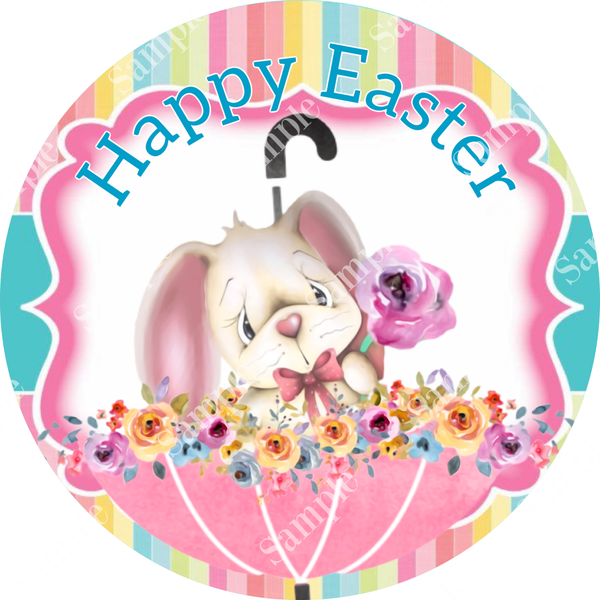 Happy Easter Bunny Rabbit Sign, Spring Sign, Door Hanger, Wreath Sign