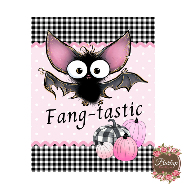 Fangtastic Bat Halloween Sign, Wreath Sign Attachment, Rustic Sign. Summer Decor, Farmhouse