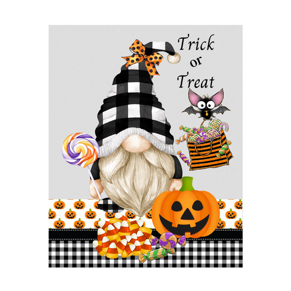 Trick or Treat Gnome Halloween Sign, Wreath Sign Attachment, Rustic Sign. Summer Decor, Farmhouse