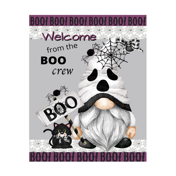 Welcome Boo Crew Ghost Halloween Sign, Wreath Sign Attachment, Rustic Sign. Summer Decor, Farmhouse