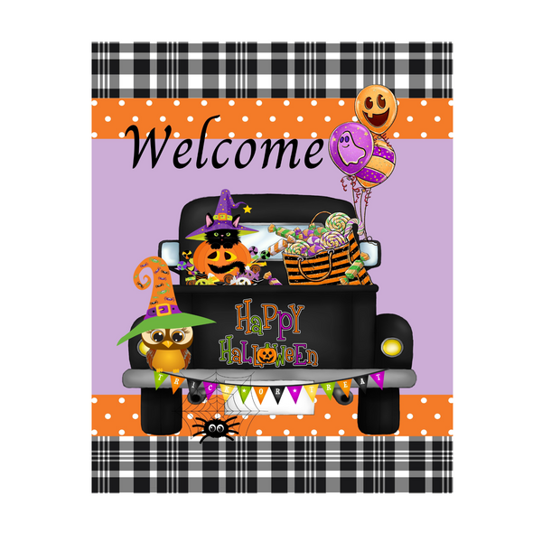 Welcome Halloween Truck Sign, Wreath Sign Attachment, Rustic Sign. Summer Decor, Farmhouse
