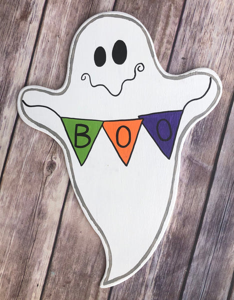 Boo Halloween Ghost Sign Purple, Wreath Sign Attachment, Halloween Sign