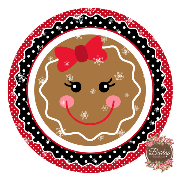 Gingerbread Girl Christmas Sign, Wreath Supplies, Wreath Attachment, Door Hanger, Wreath Sign