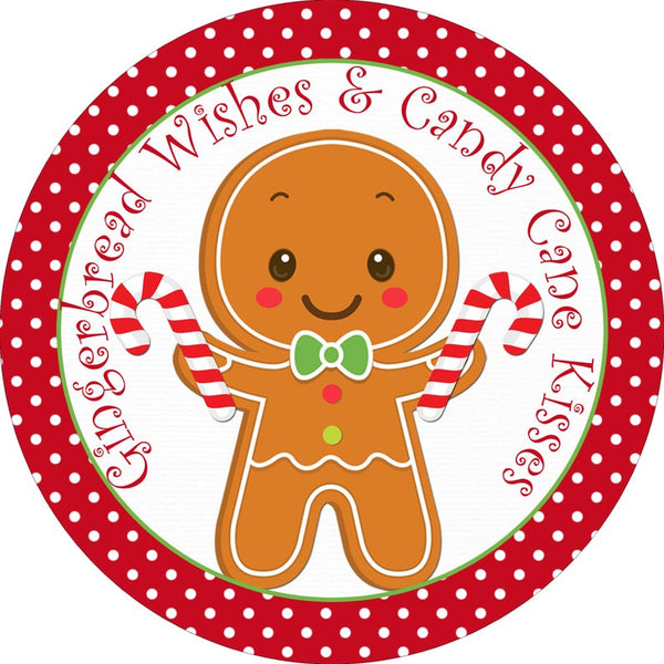 Gingerbread Wishes Gingerbread Christmas Sign, Wreath Supplies, Wreath Attachment, Door Hanger, Wreath Sign