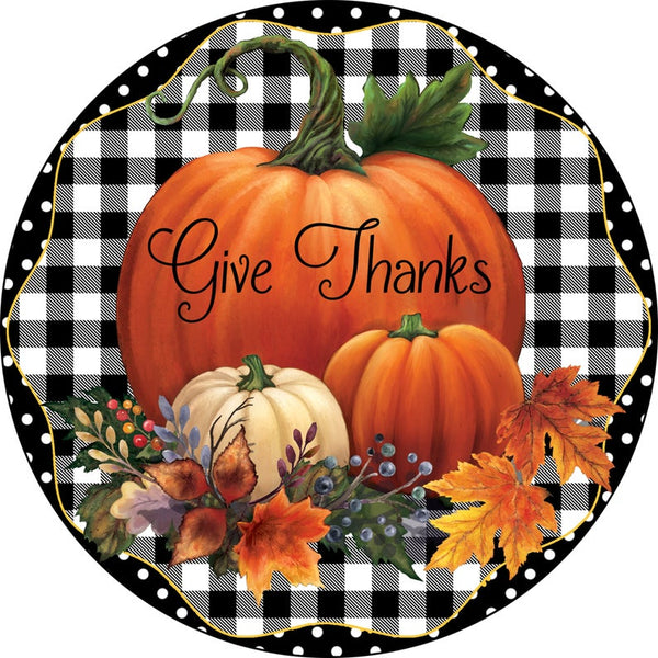 Give Thanks Fall Pumpkins Sign, Wreath Sign, Fall Decor, Door Hanger, Tiered Tray Sign, Wreath Supplies