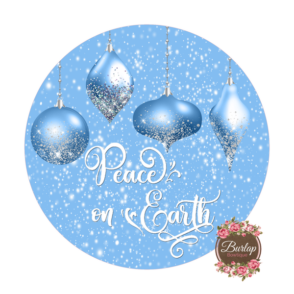 Peace on Earth Christmas Winter Sign, Wreath Supplies, Wreath Attachment, Door Hanger, Wreath Sign