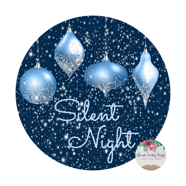 Silent Night Christmas Winter Sign, Wreath Supplies, Wreath Attachment, Door Hanger, Wreath Sign