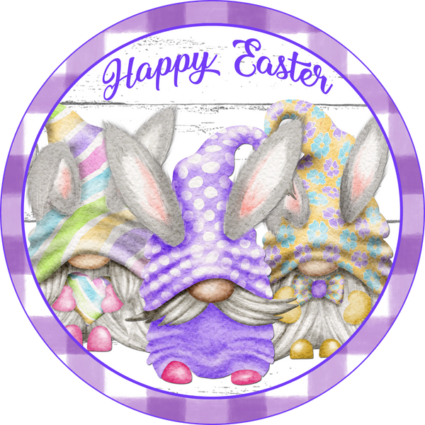 Happy Easter Spring Lavendar Bunny GNOME Sign, Wreath Sign Attachment, Rustic Sign. Spring Decor, Farmhouse