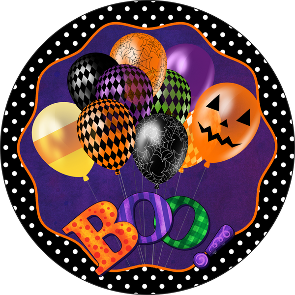 Boo Halloween Balloon Sign, Wreath Supplies, Wreath Attachment, Door Hanger, Wreath Sign