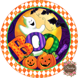 Boo Ghost Halloween Sign, Wreath Supplies, Wreath Attachment, Door Hanger, Wreath Sign