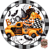 Vintage Halloween Truck Sign, Wreath Supplies, Wreath Attachment, Door Hanger, Wreath Sign