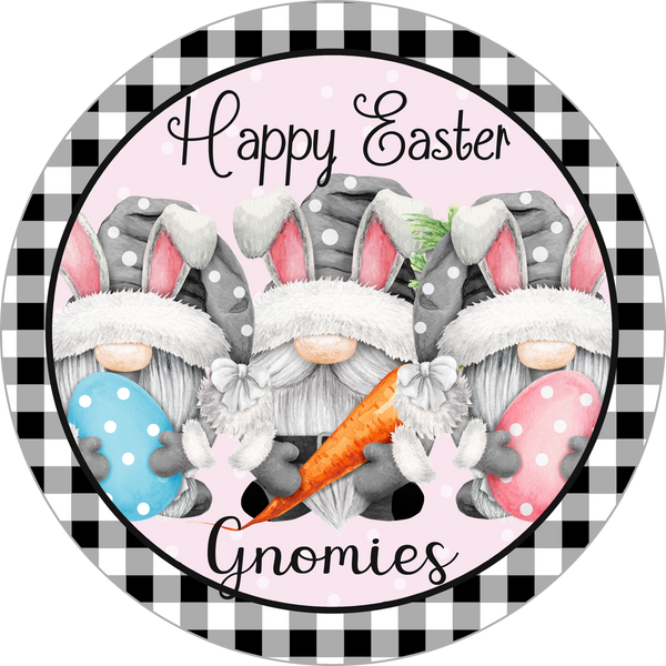 Happy Easter Spring Bunny Gnome Sign, Spring Sign, Door Hanger, Wreath Sign