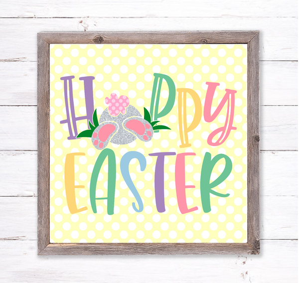 Happy Easter Spring Easter Bunny Sign | Wreath Sign Attachment | Easter Rabbit Spring Sign