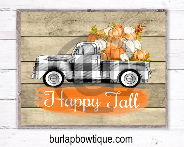 Happy Fall Truck Sign, Wreath Sign Attachment, Rustic Sign, Farmhouse Decor