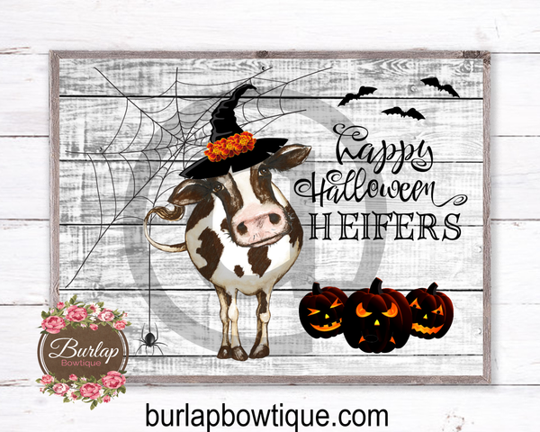 Happy Halloween Heifers Sign, Wreath Sign Attachment, Halloween Sign