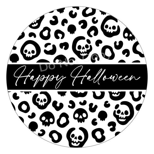 Happy Halloween Skull Sign, Wreath Supplies, Wreath Attachment, Door Hanger, Wreath Sign