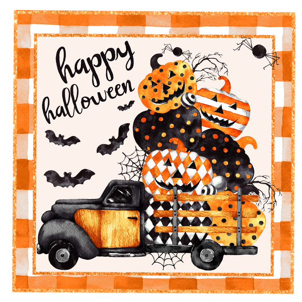 Happy Halloween Truck Sign, Wreath Supplies, Wreath Attachment, Door Hanger, Wreath Sign