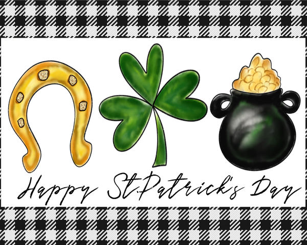 Happy St. Patrick's Day Sign, Shamrock Sign, Irish Door Hanger, Wreath Sign