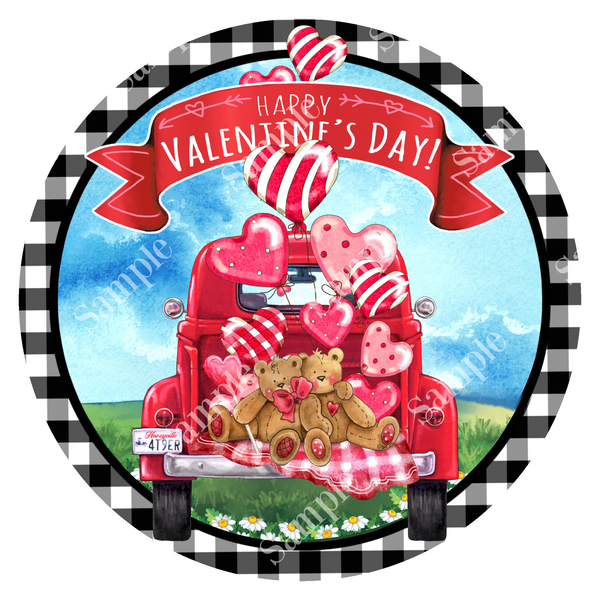 Valentine Love Truck Sign, Valentine Decorations, Door Hanger, Wreath Sign