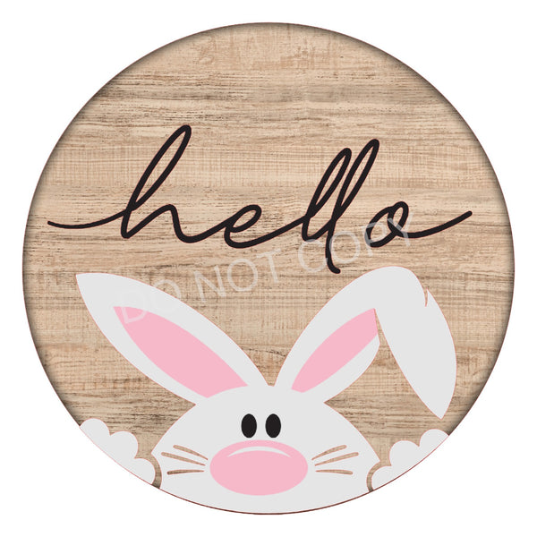 Hello Bunny Easter Spring Sign, Door Hanger, Wreath Sign, Tray Decor, Spring decor