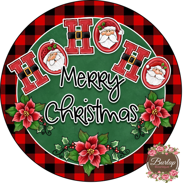 Ho Ho Ho Christmas Sign, Wreath Supplies, Wreath Attachment, Door Hanger, Wreath Sign