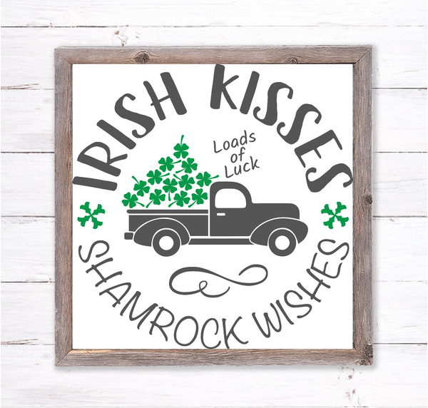 Irish Kisses St. Patrick's Day Shamrock Sign | Wreath Sign Attachment | Farmhouse Truck Sign
