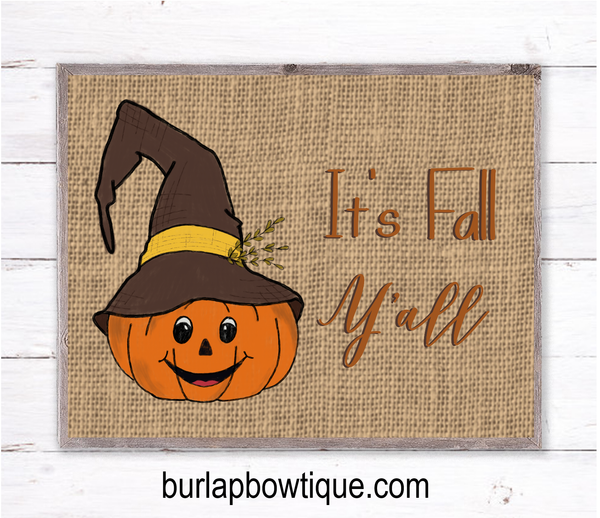 It's Fall Y'all Scarecrow Sign, Wreath Sign Attachment, Rustic Sign, Farmhouse Decor