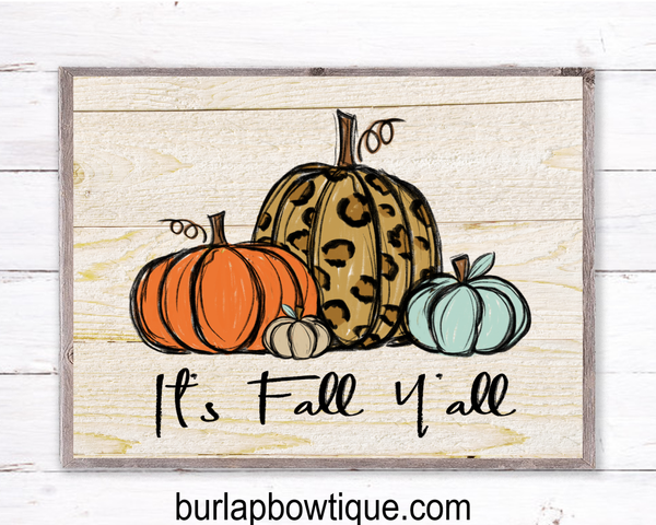 Fall Pumpkins Leopard Sign, Wreath Sign Attachment, Rustic Sign, Farmhouse Decor