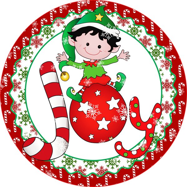 Joy Elf Christmas Sign, Wreath Supplies, Wreath Attachment, Door Hanger, Wreath Sign