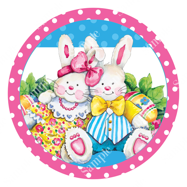 Easter Bunny Couple Spring Sign, Door Hanger, Wreath Sign, Tray Decor, Easter decor