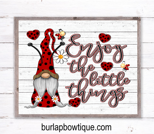 Ladybug Lady bug Gnome Sign, Wreath Sign Attachment, Rustic Sign, Farmhouse Decor